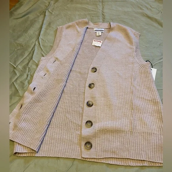 NWT Rachel Zoe Women's Tan Extra Fine Merino Wool Sweater Vest - Size M - Picture 4 of 16